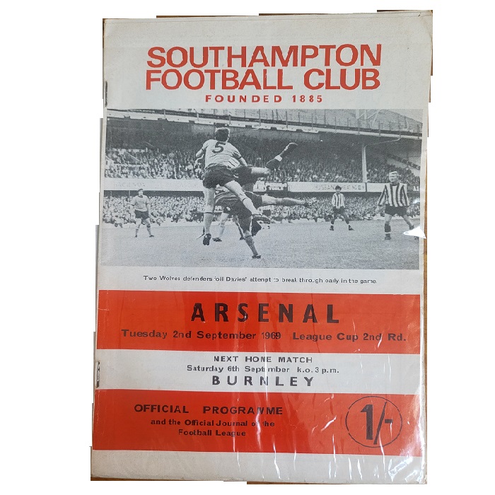 Southampton V Arsenal 1969 football programme