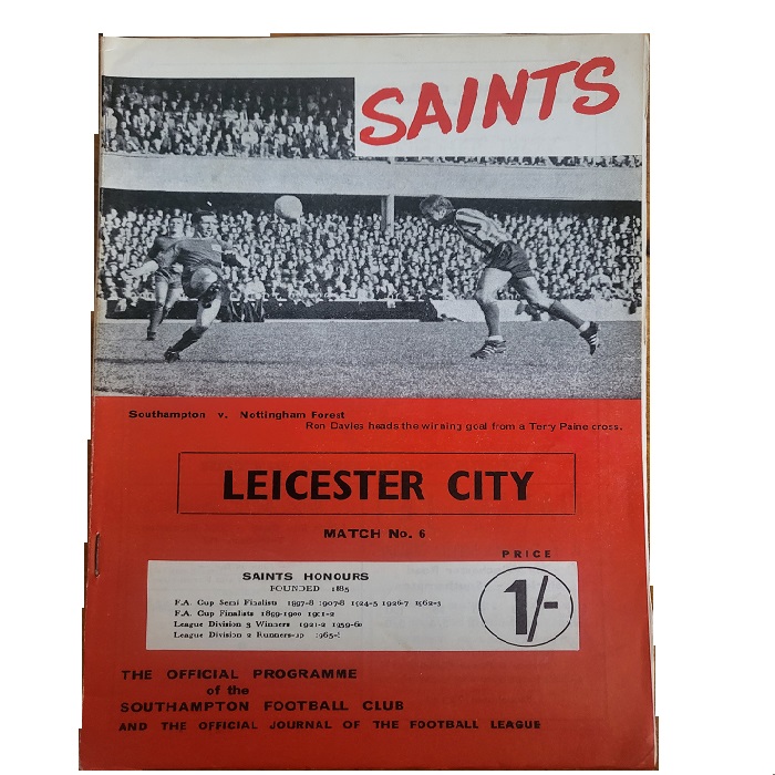 Southampton V Leicester City 1967 football programme