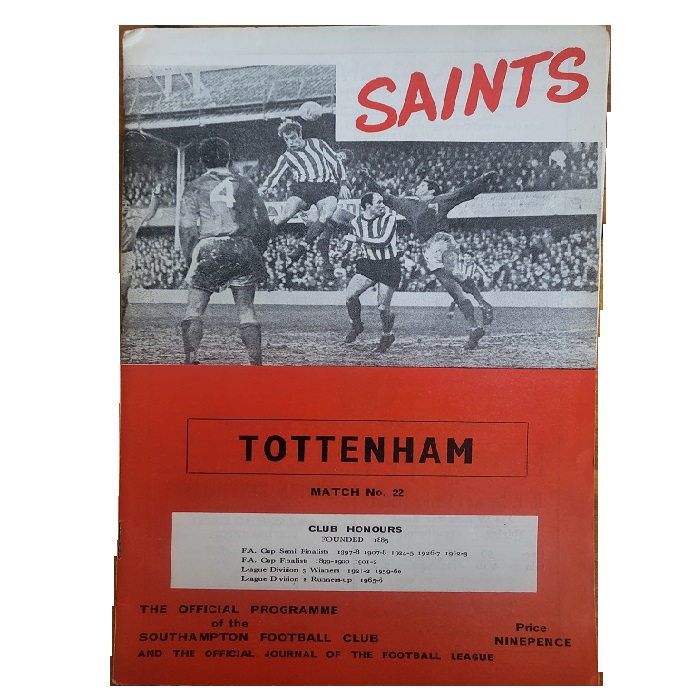 Southampton V Tottenham 1967 football programme